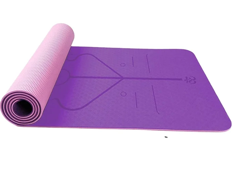 Экологичный нескользящий коврик из ТПЭ для занятий йогой 183*61 см с ремешком