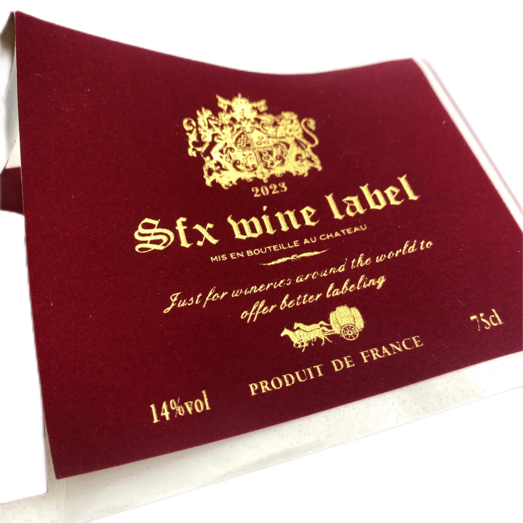 Chinese Custom New Design Black Flocking Velvet Sticker, Adhesive Velvet Label