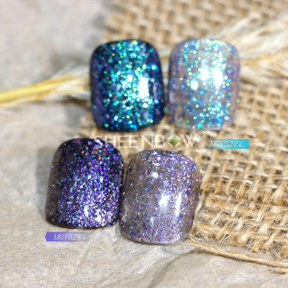 Sheenbow Pearlescent Magnetic Cat Eye Shiny 3D Colour Holographic Rainbow Nail Art Blue Purple Shimmer Flakes Pigment