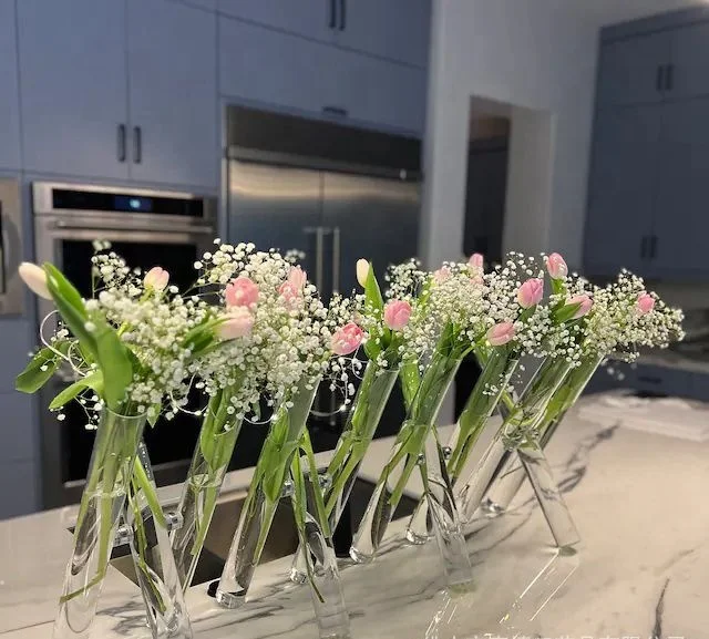 HY Wholesale Banquet Events Modern Glass Cylinder Flower Vase Centerpiece for Wedding Table