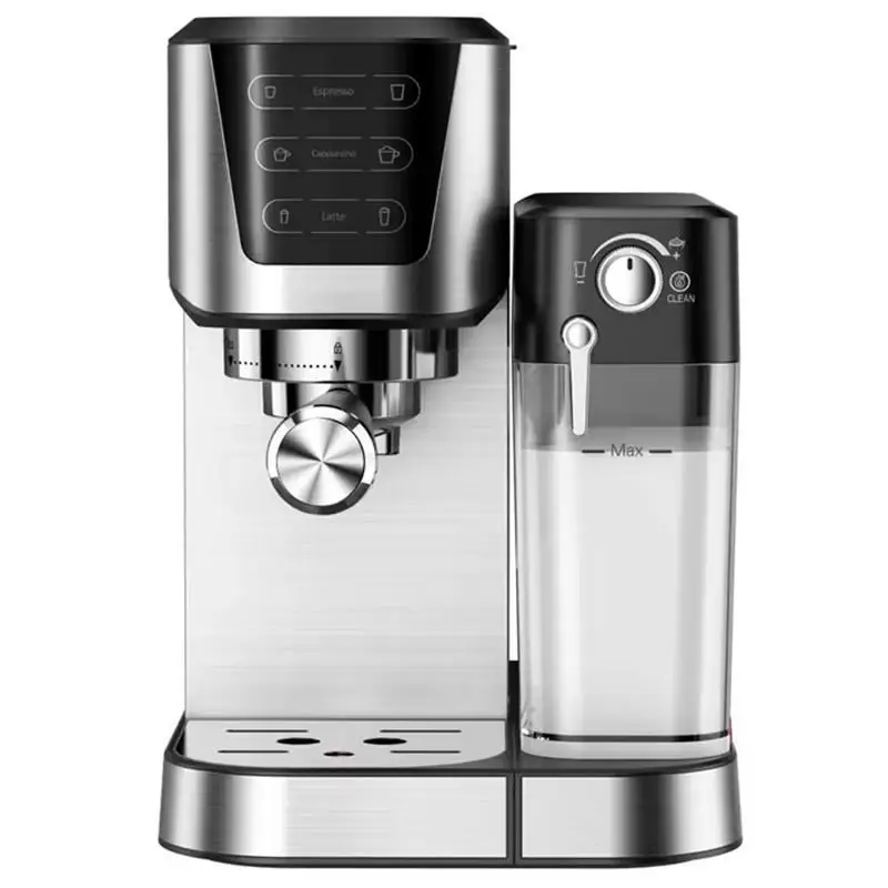 Digital Cappuccino Maker 20 Bar Pressure 2 Cups Dual Filter With Detachable Tank Touch Panel