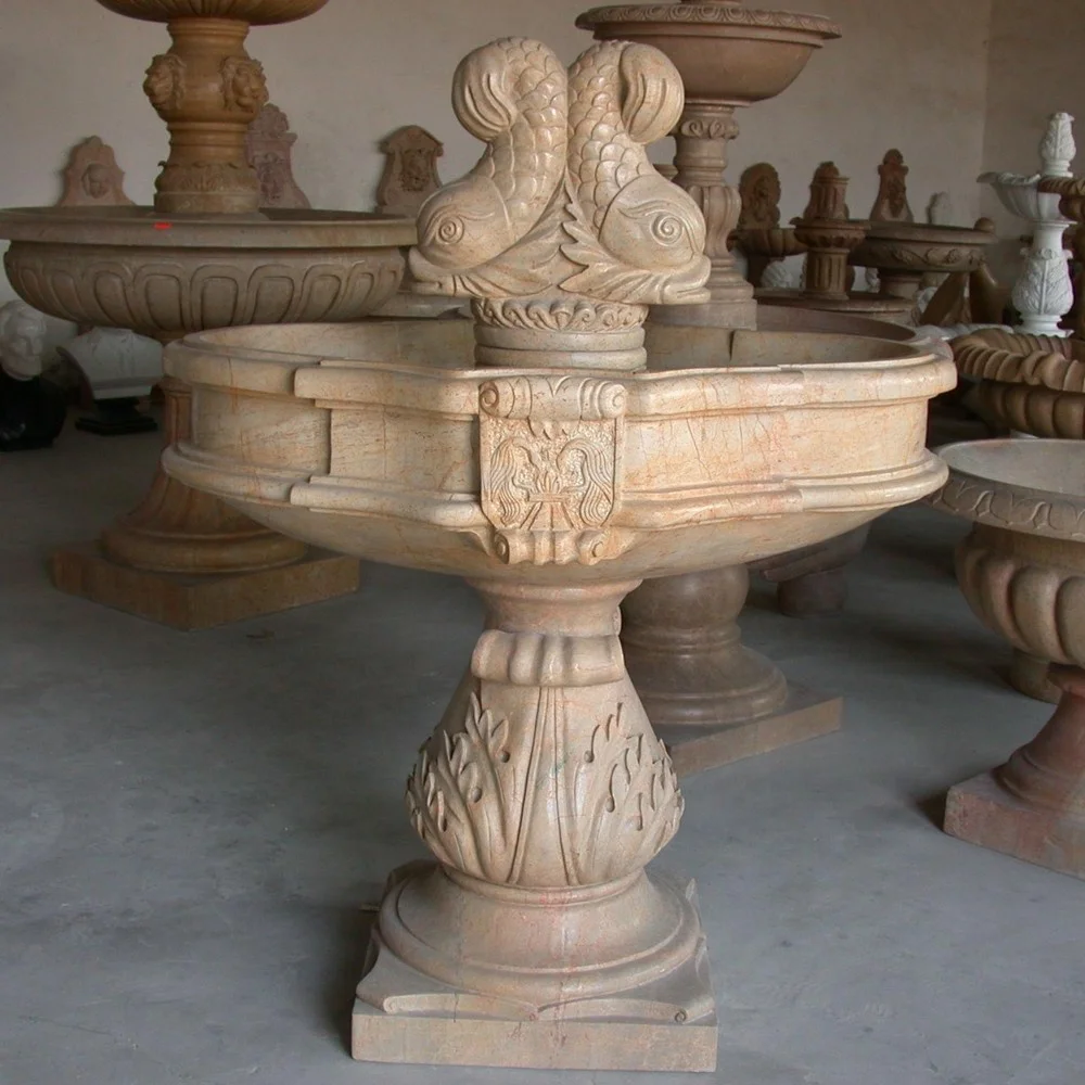 Villa Decor Granite Crane Statue Garden Marble Water Fountain Sculpture