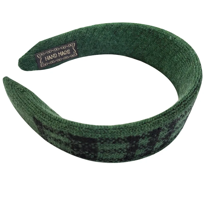 
Fall/winter New High-grade Knitted Wool Plaid Hair Band Simple Flat Wool Hair Card Super Fairy Press Hair Band Women 