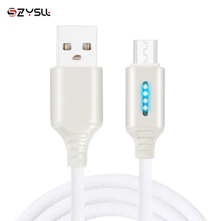 
2019 Fast Charging Aluminum Alloy Type-C 8-Pin Mini Charger Type C Data Nylon Braided Smart Automatic power-off USB Cable 