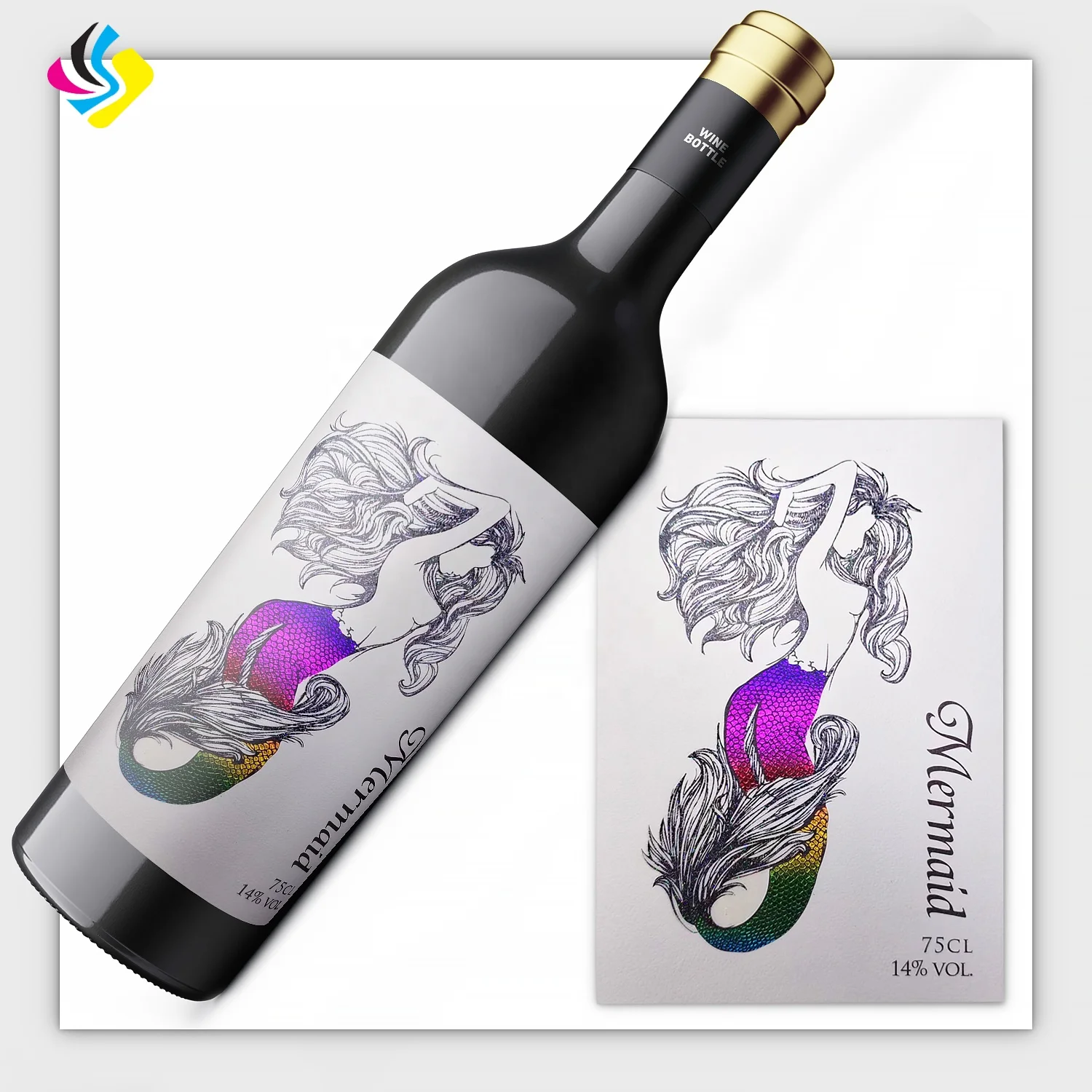 High quality customized self adhesive private luxury textured paper embossed gold foil wine label stickers