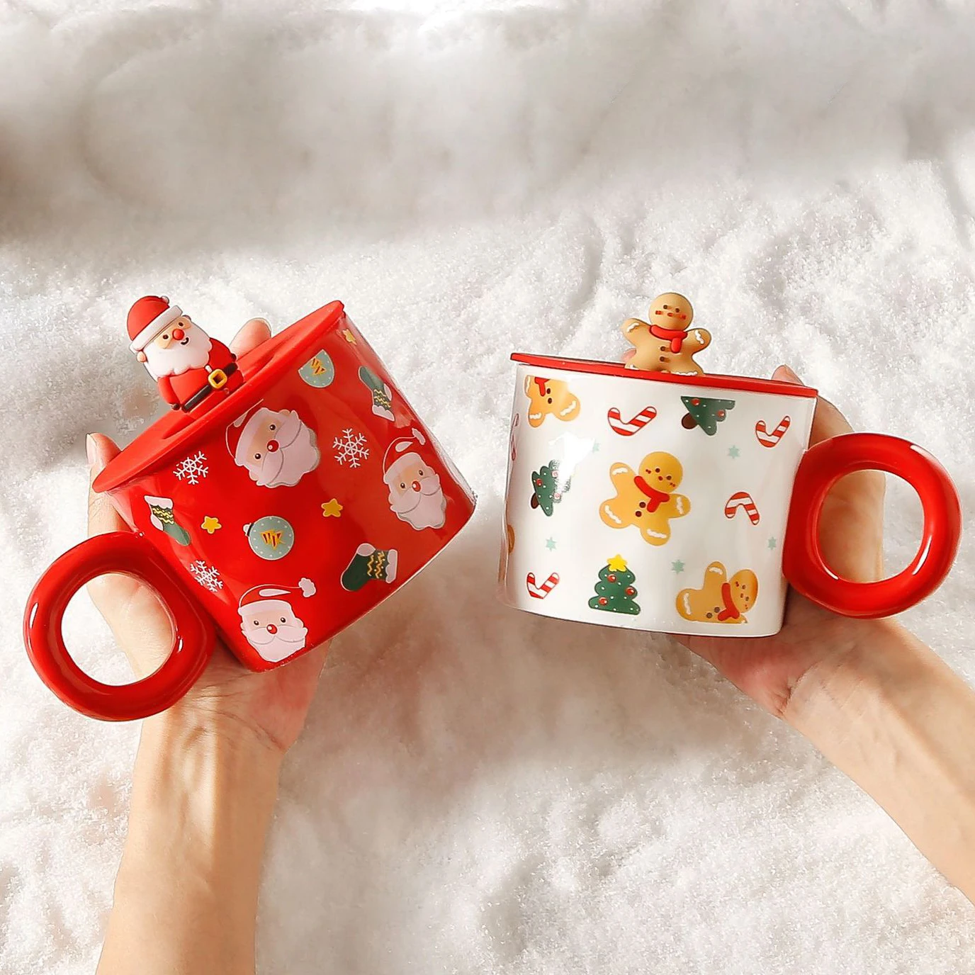 Wholesale Christmas Ceramic Mug Christmas Tree Ceramic Gift Mug 400ml Christmas Gift Coffee Mug with Lid