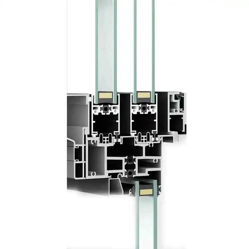 High quality 6 track most popular Sliding glass fixed ]french type slide security lock horizontal sash grey color sliding window