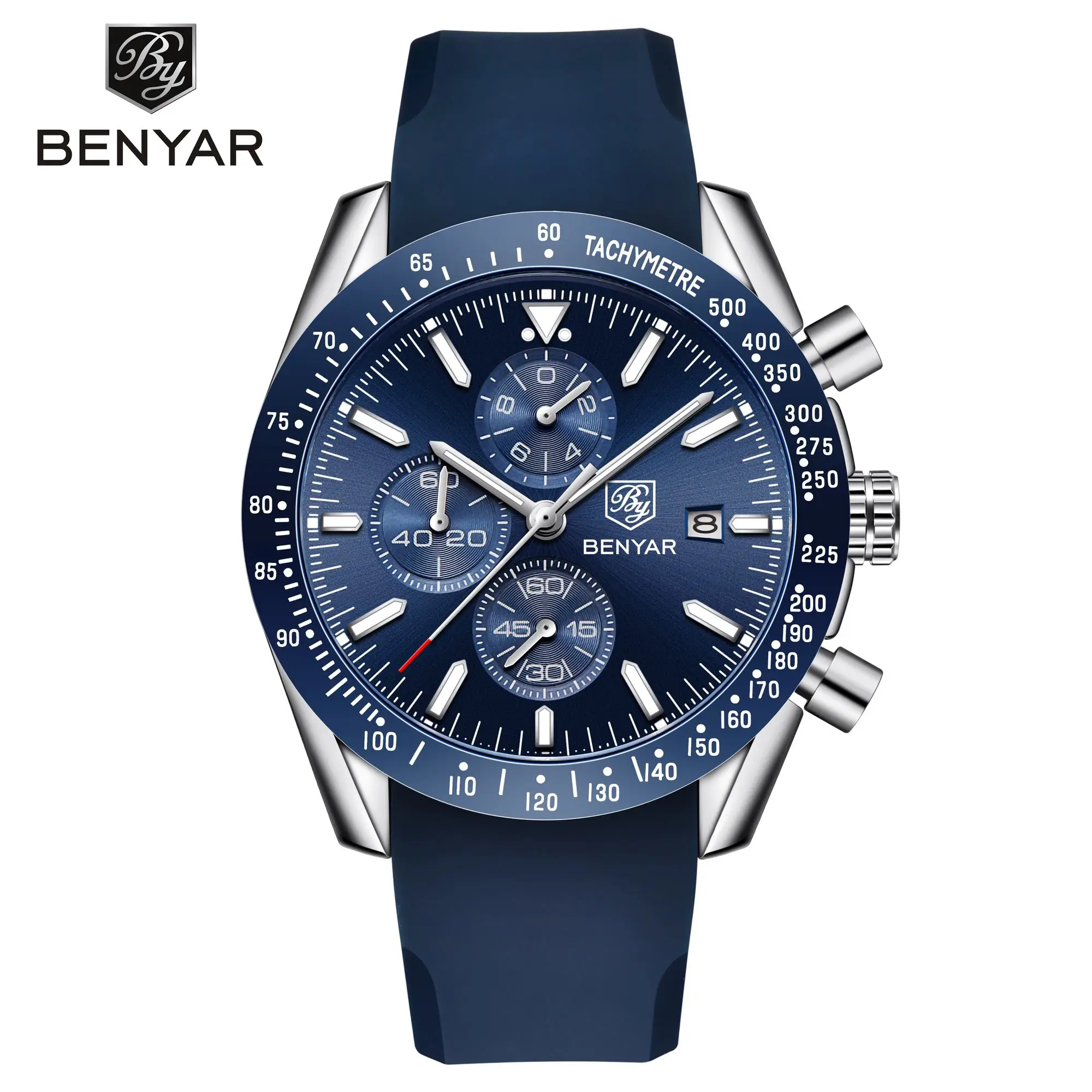 OEM 2020 Benyar 5140 аналоговые наручные часы с силиконовым ремешком для мужчин мужские хронограф кварцевые пользовательским логотипом