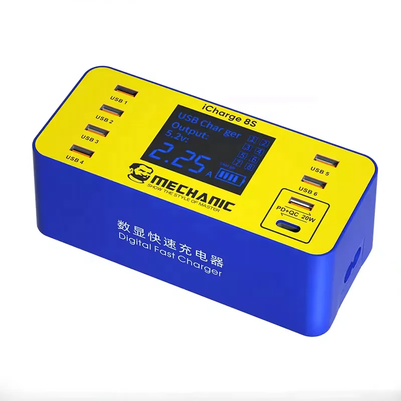 MECHANIC iCharger 8S 40W USB Interfaces Quick Charger LCD For Samsung Android Phone Motherboard Repair DC Power Supply