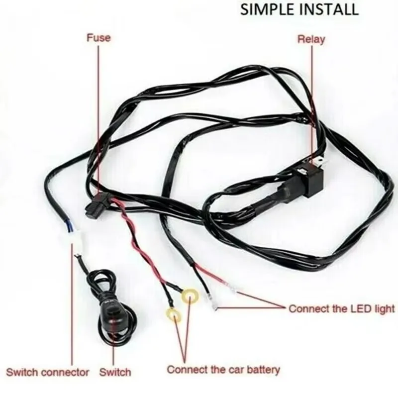 Automobile On-off Switch Relays for Car Light Bar 12V 40A Auto LED Lamp Remote Controller Wiring Harness Kit