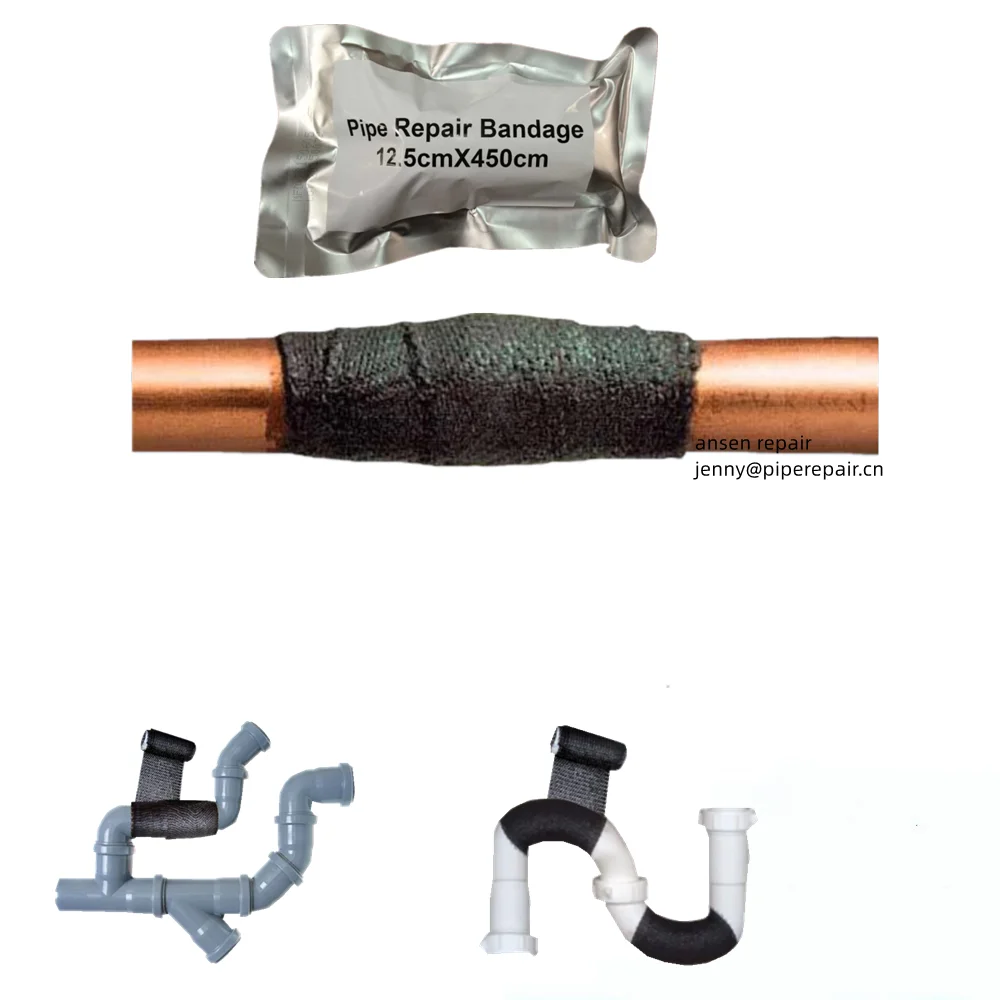 Rusted and Broken Pipe maintenance Emergency pipe repair bandage industrial strength fiber and resin wrap