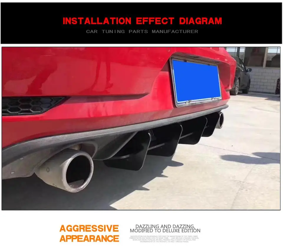 For VW Golf 7.5 MK 7.5 GTI 18-19 Matt Black Acrylic Rear Bumper Diffuser Lip Body kits