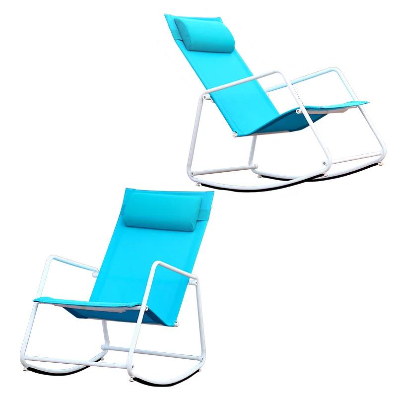 Летние Стильные мягкие обеденные перерывы для взрослых, качающиеся синие Ротанговые удобные тканевые удобные кресла-качалки для детей и пожилых людей