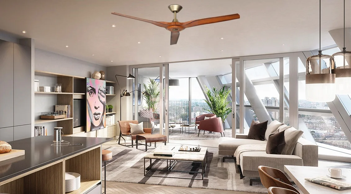 60 inch House Decorative Air Cooling Fan Modern Brushed Nickel DC Ceiling Fan, 3 ABS Blades, include Remote Control