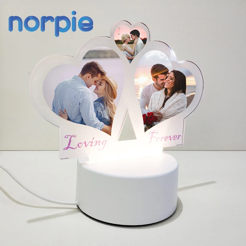 Wholesale creative sublimation led acrylic blank led table night lamp Sublimation acrylic  Photo Frame light lamp