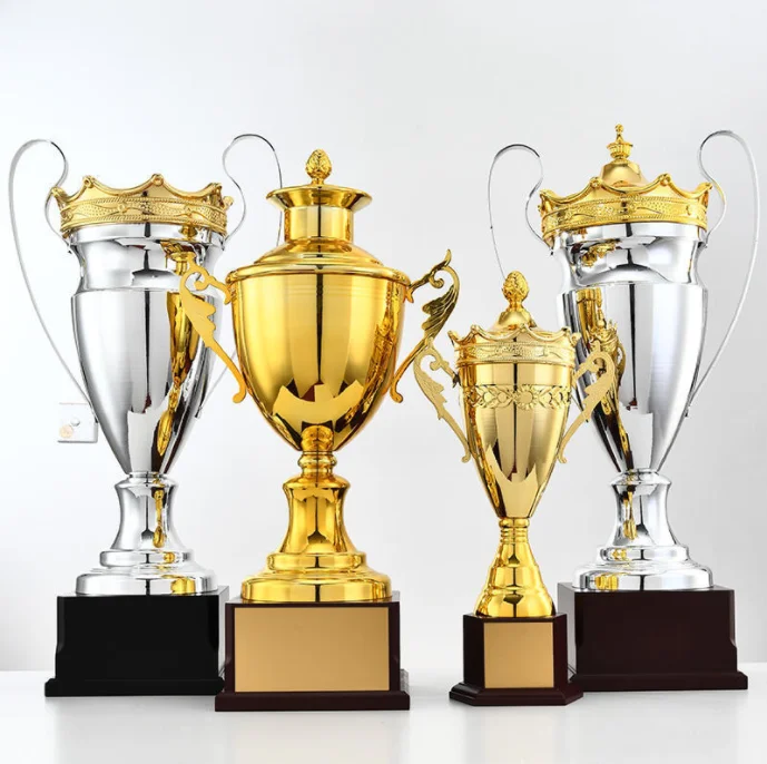 2024 Manufacturer Custom World Metal Cup Large Size Trophy Football Basketball Sport  Metal Gold Award Trophies