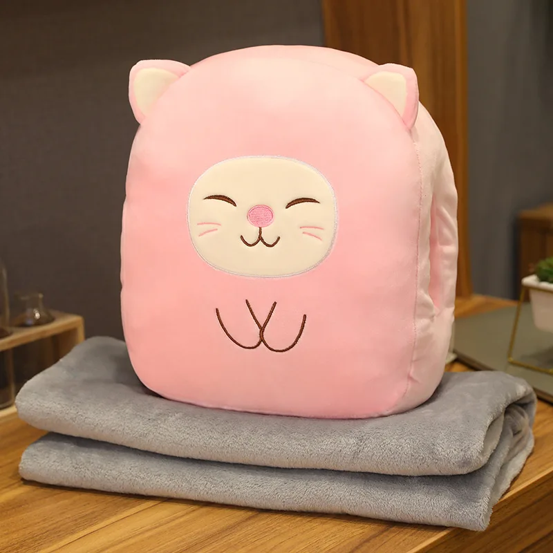 Animal Fruit Cuddle Pillow Quilt  Office Nap Thicken Bear Plush Pillow Blanket For Kids 3 in 1
