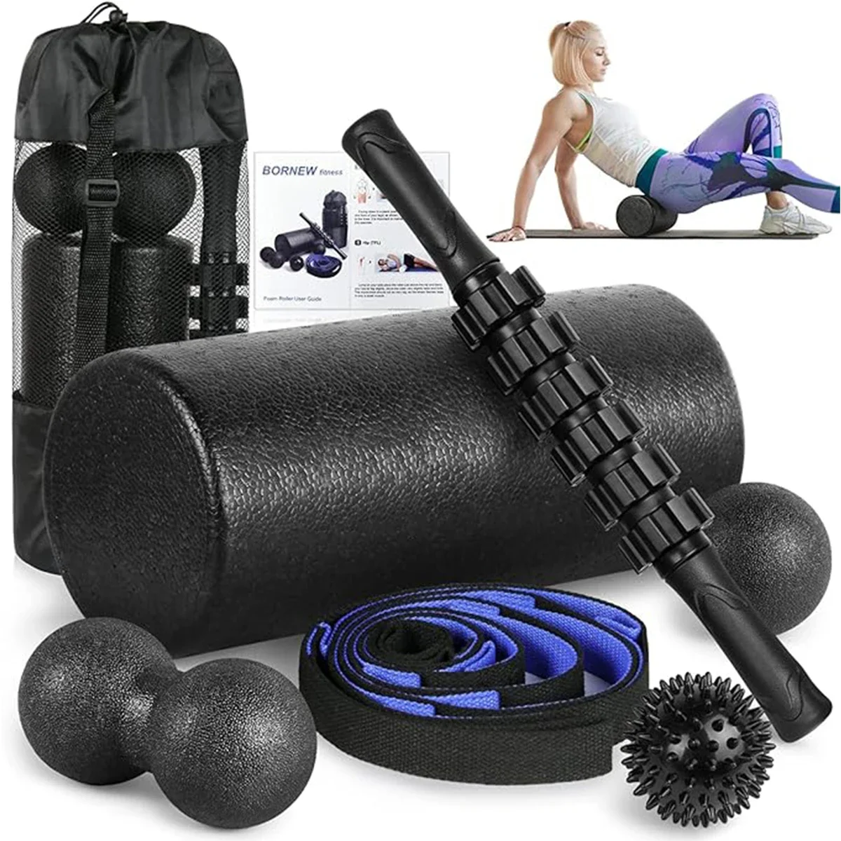 Hot Sell Sales Eco-friendly Fitness Equipment Yoga Column Foam Roller Set Pilates Yoga Roller Set