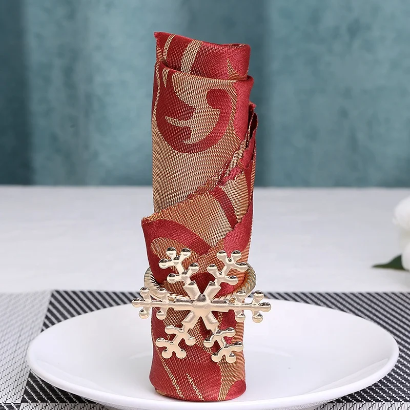 Christmas Napkin Ring Gold and Silver Custom Snowflake Style Napkin Holder Rings