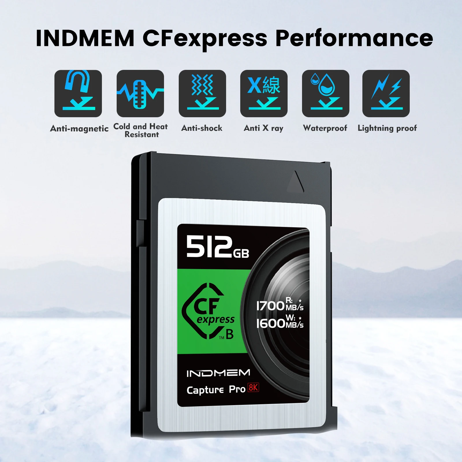 INDMEM CFexpress Card 2TB 1TB 650GB 512GB 325GB 256GB 128GB Compact CF Card CF Express Type-B Card 1700MB/s 8K  Memory Card
