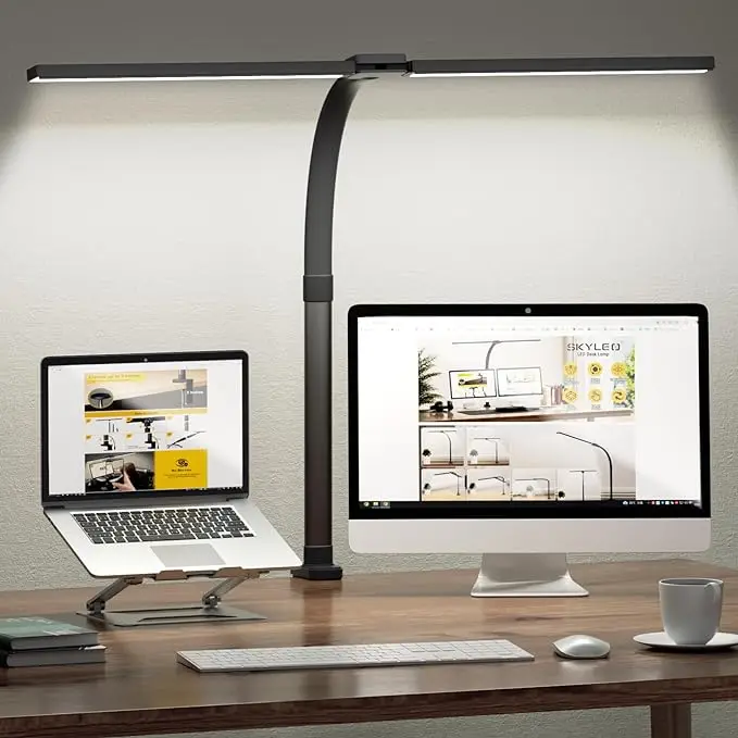 Desk Lamp Architect Task Dual Head Modern Flexible Gooseneck Tall Dimmable Light for Home Office