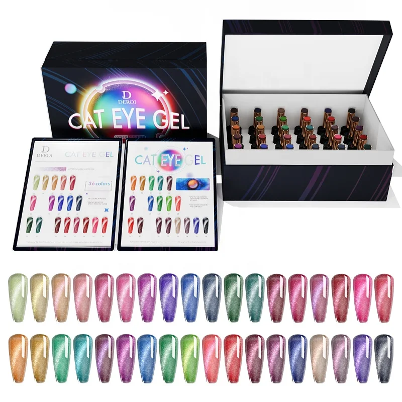 Super Popular 36colors Collection Crystal Cat Eyes Rubber Base Cat Eye Gel Polish Set Box OEM Nail Polish Supplies