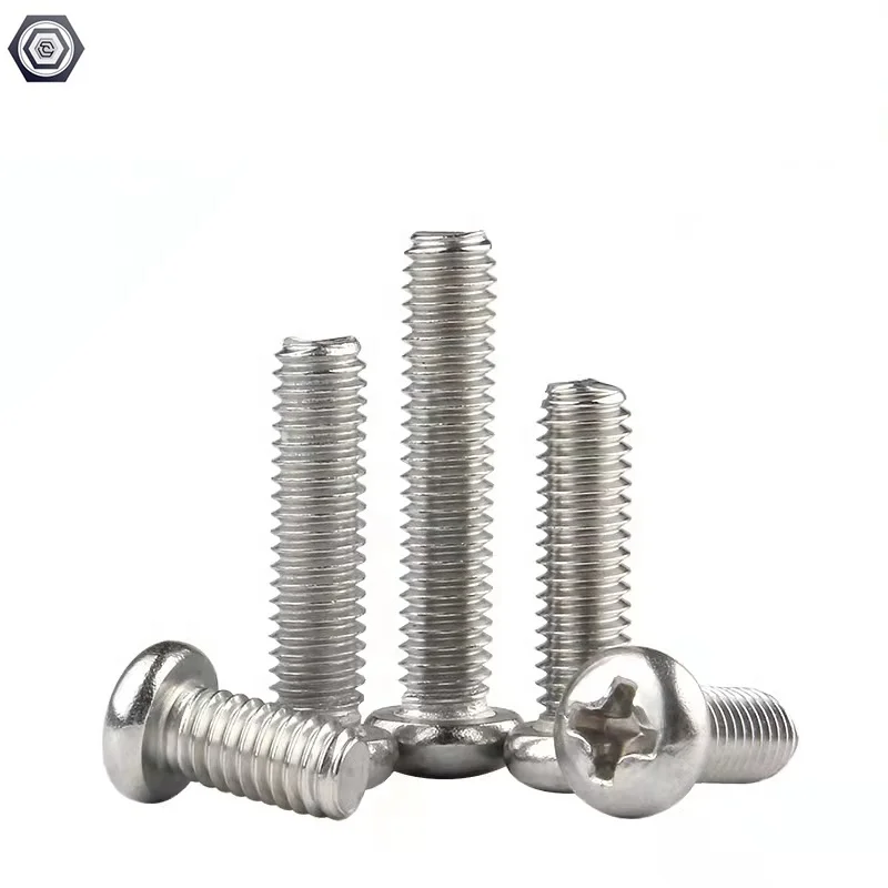 High Quality M3 M4 M5 M6 M8 Phillips Pan Head Machine Screws Metric Thread Round Head Bolts for Machinery