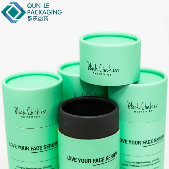 Eco-friendly Cute Design Black Kraft Paper Cosmetic/Candy/Face Oil/Shampoo Sustainable Paper Tube Packaging Box