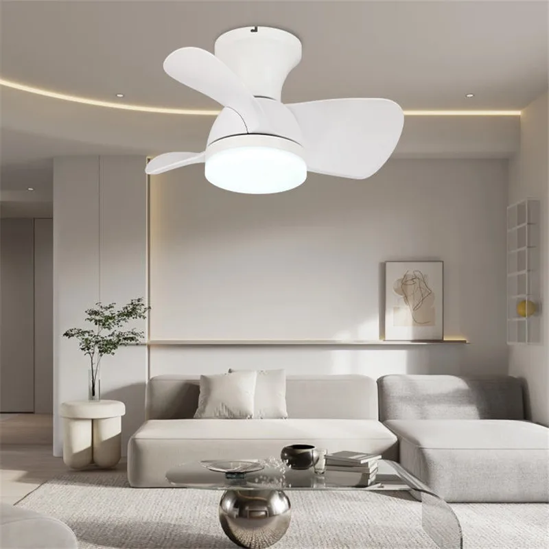 Modern Residential Dc Motor Ventilador De Techo Decorative Remote Control Abs Small Led Ceiling Fan Light