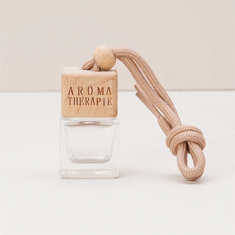 Hot Sale 8ml Empty Mini Perfume Wooden Hanging Car Aroma Diffuser Glass Bottle