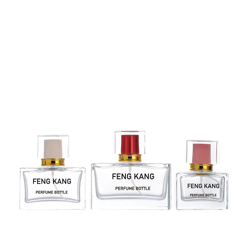 Wholesale 30ml 50ml Clear Square Fragrance Spray Bottle Custom Refillable Luxury Empty Glass Perfume Bottle