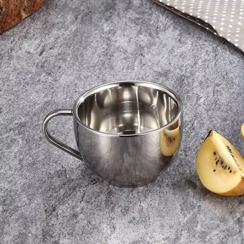 Оптовая продажа кружка для чая с водой и молоком многоразовые чайные чашки блюдца набор кофейных чашек из нержавеющей стали ковшом супа
