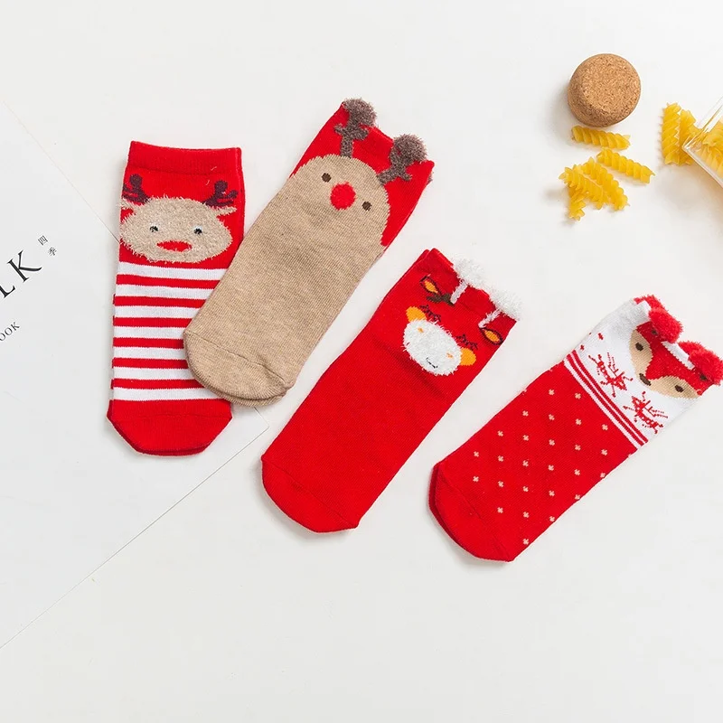 
Cotton socks middle tube men and women autumn and winter socks big red Christmas socks 
