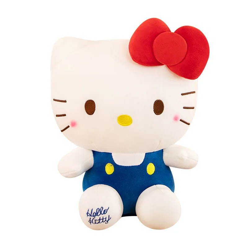 Cute Soft Blue Pink Anime Hi Kt Cat Plush Dolls Strawberry Cat Hello Kt Pillow Cat Cloth Dolls Stuffed Animal Toy Birthday Gift