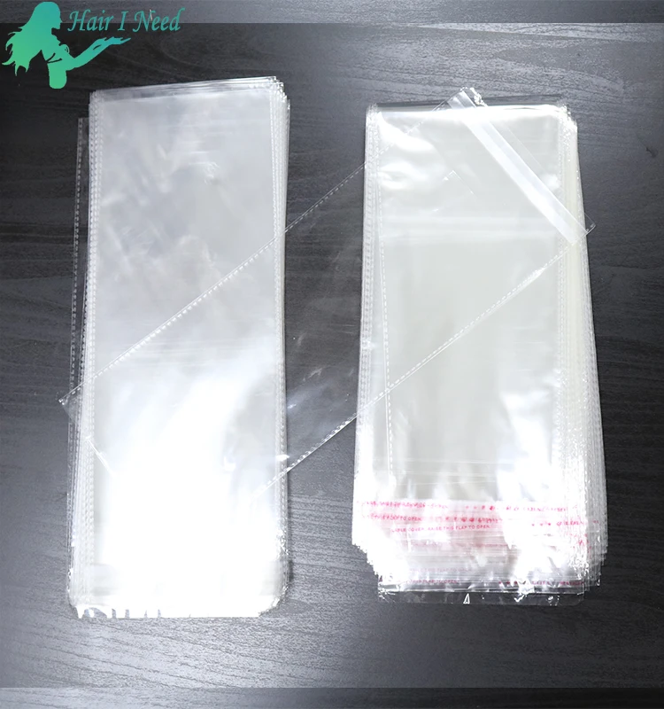 Plastic Bag Transparent PE Clear Poly Bags for hair Weave Wpp Self Adhesive Tape Seal