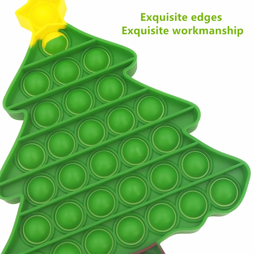 Pop Christmas Tree Shape Fidget Toys Push Bubble Anti Stress Toy Children Sensory Training Christmas Gifts