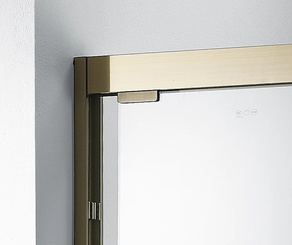 Champagne golden stainless steel safe tempered glass double sliding bath shower door with buffer