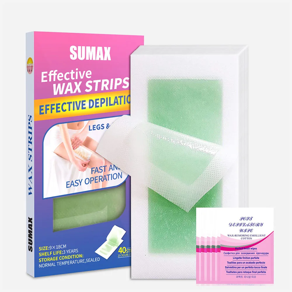 New Product Pink Green Yellow Blue Color 20/36 Pcs Double Sided Wax Strip Hair Removal Depilatory Paper Set