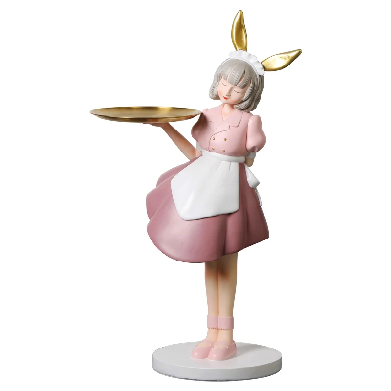 Nordic Luxury Floor Resin Large Girl Tray For Home Decorations