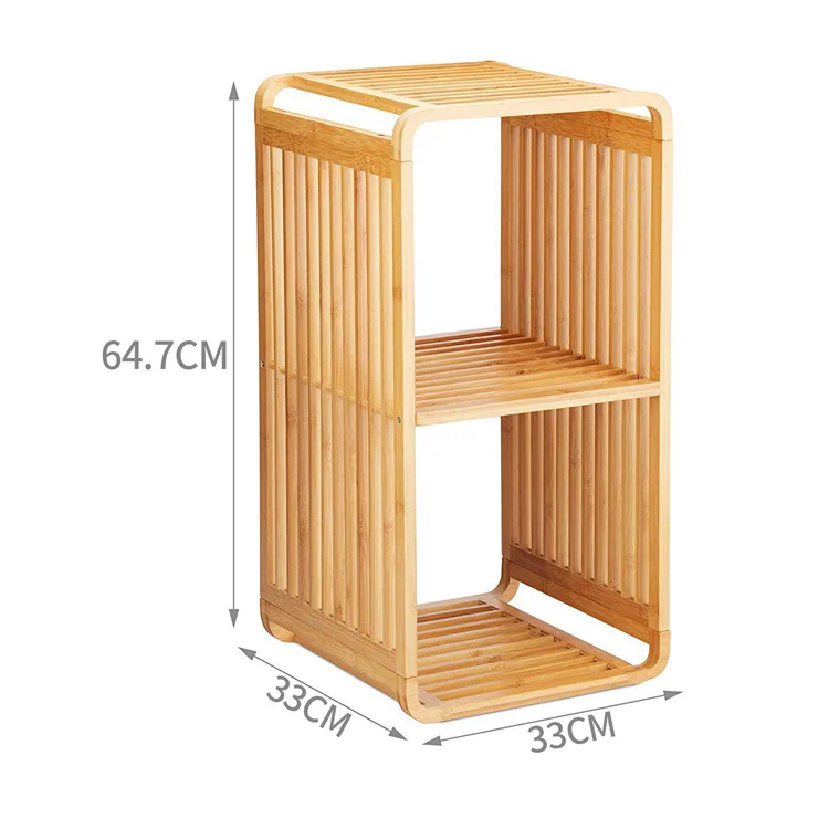 multi-function bamboo unique stackable display rack storage shelf for living room