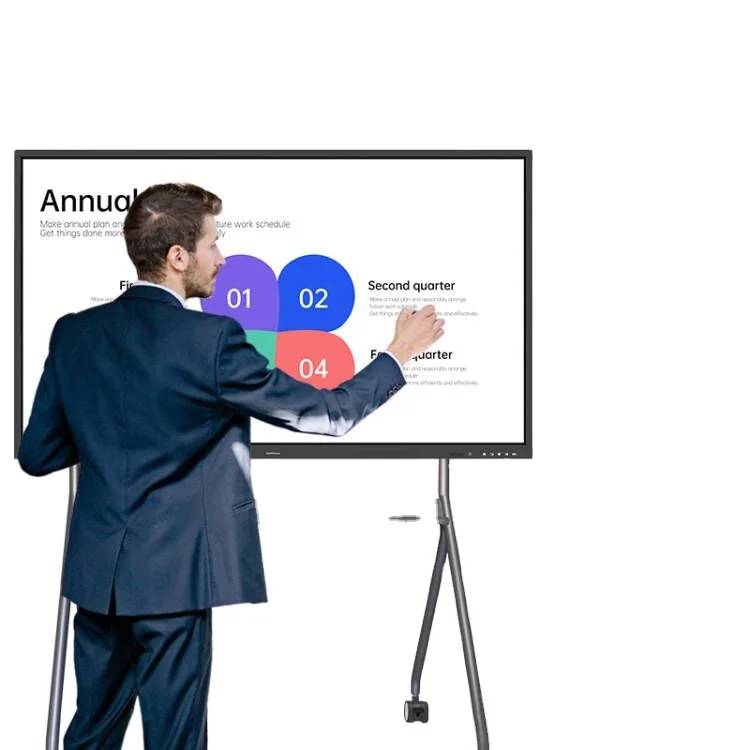 Interactive Display Smart Board 75 Inch Touch Screen Monitor LED Metal Interactive Whiteboard 4K Dual OS Android OPS