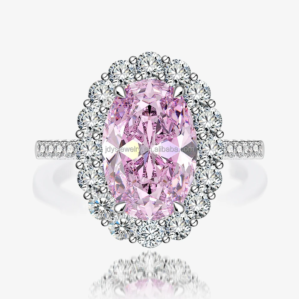 Top Grade 925 Sterling Silver Pink Cubic Zircon Heart Water Drop Engagement Icy Women Jewelry Rings Promise Wedding Rings