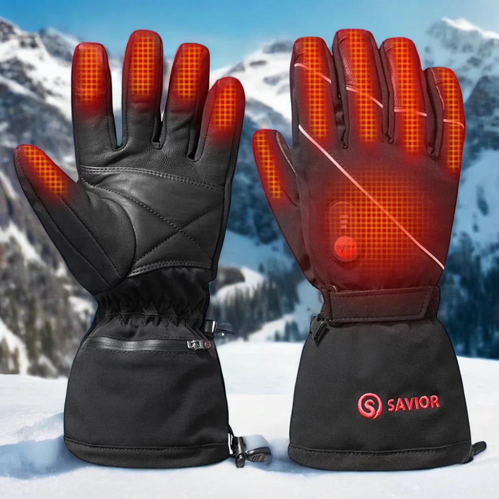 Waterproof Heated Gloves Touch-Screen 3 level switch for Men and Women for Skiing Riding and Cycling in Winter