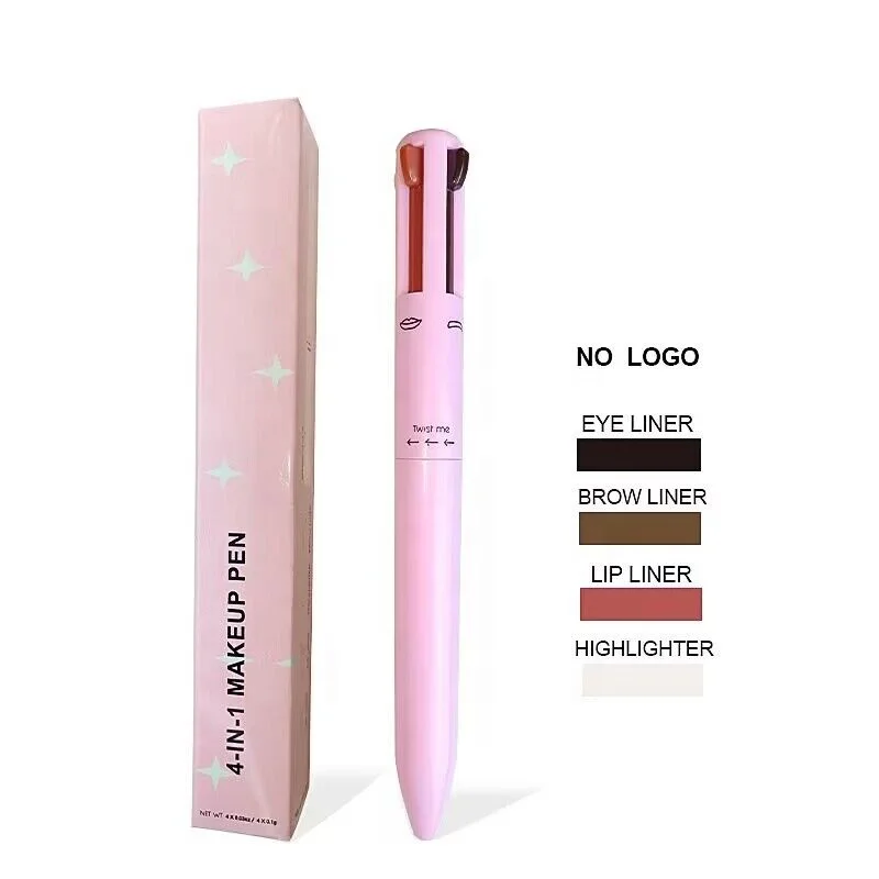 Vegan Multifunction custom logo 4 In 1 Makeup Pen Eye Lip Highlighter Beauty Waterproof Versatile Touch Up Makeup Beauty Pen