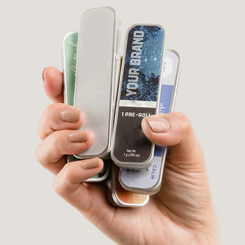 Custom Rectangle Pre Child Resistant Proof Tin Box Slider Roll Childproof Cr Metal Tin Can Packaging