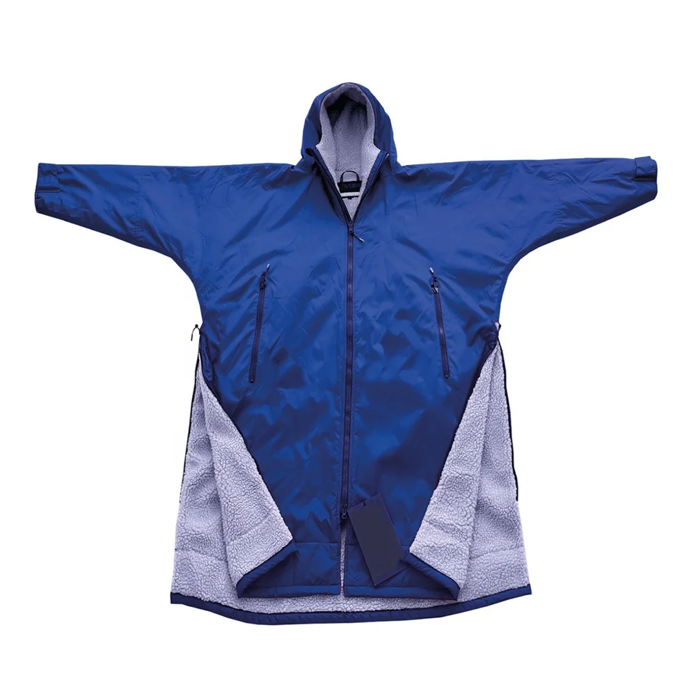 Custom logo waterproof arctic parka long sleeve beach poncho changing microfiber coat robe for children