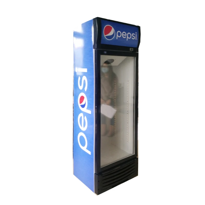 Single Glass Door Pepsi Freezer Beverage Cooler 220V Air Cooling LED Light Double Door Compressor for Restaurant Use