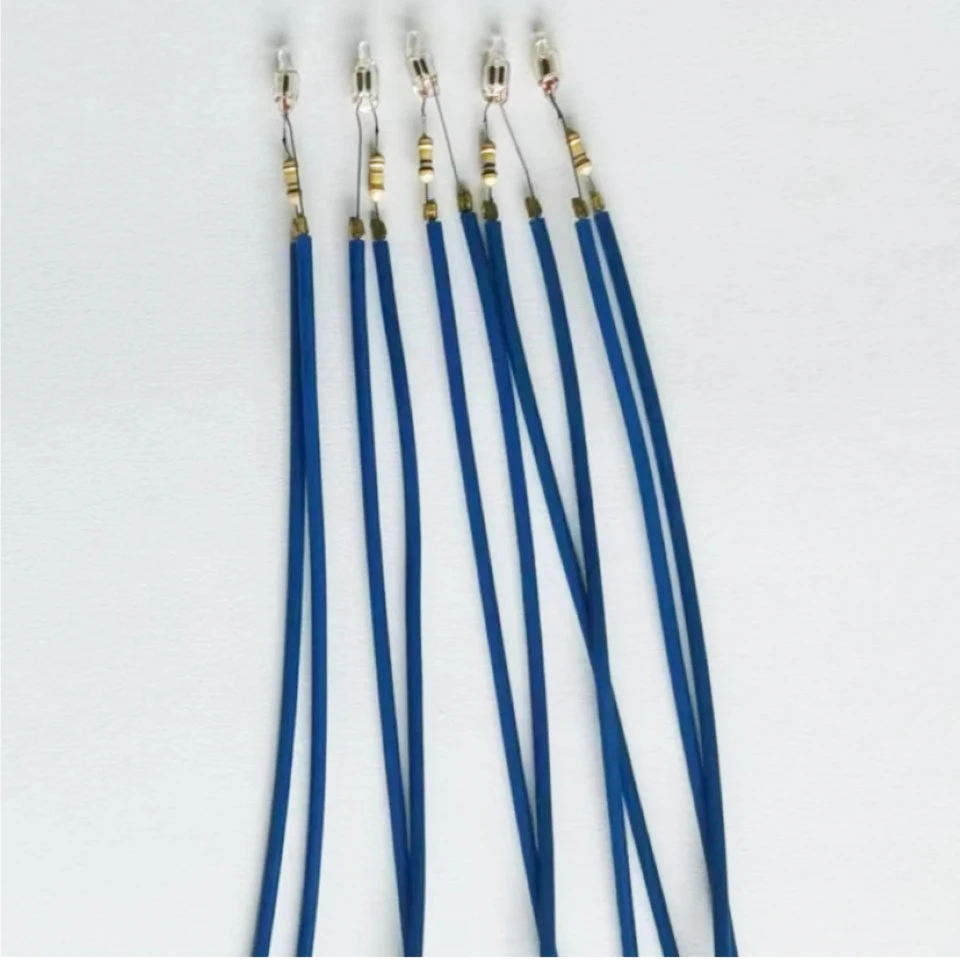 Neon Bulb Indicator Lamp Welded with Resistor and Crimp Wire 5*13 Neon Lamps for Coffee Pot Fans Rice Cookers