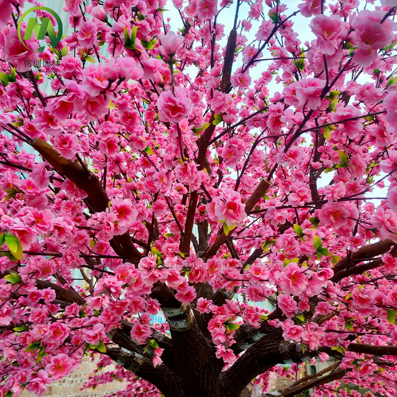 Customized artificial cherry blossom tree silk cloth high simulation peach flower tree large decorative faux cherry blossom tree