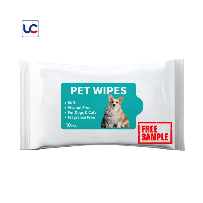 OEM Customized 10 PCS 100% Biodegradable Pet Cleaning Wet Wipe Grooming & Deodorizing Pet Wipes